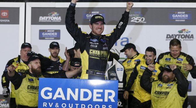 Featured Image for Grant Enfinger wins a nail-biter in Gander Trucks opener at Daytona